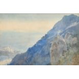 Mrs Basil Johnson nee Percival, 'View of Eze, France Am', watercolour, inscribed on label verso, 8.