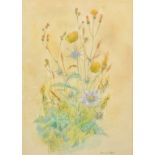 Isabel Catterson-Smith 19th/20th Century, a pastel study of pink flowers, with address label