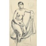 Charles Picart Le Doux (1881-1959) French, a study of a seated female nude, charcoal, signed, 15"