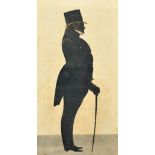 Two 19th Century silhouette portraits, the standing gentleman, 10" x 5.5" (25.5 x 14cm), the head