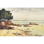 Josine Vignon, 'Beg Meil', a seaside resort in Brittany, watercolour, signed, inscription verso