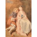 19th Century English School, a group of three watercolours, two of courting figures, the third of