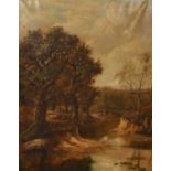 H. Barker, Early 20th Century British School, a view of a tree lined river, oil on canvas, signed,