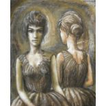 Michael Harvey (20th Century), studies of female figures, crayon, the larger signed and dated