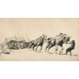 George Soper (1870-1942), 'Timber Hauling, No. 1', etching, signed in pencil, plate size 6" x 10.75"