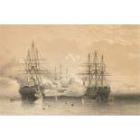Day & Son after Duttin & Weedon, ships firing off Sebastopol, tinted lithograph, 12.5" x 16", (31.