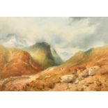 Edward Matthews (19th Century), 'The Three Sisters Pass of Glen Coe, Scotland', watercolour, signed,