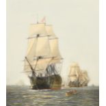 Harold Wyllie after W.L. Wyllie. 'The first journey of Victory, 1778', hand-coloured engraving, 19.
