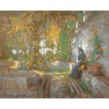 Francis Wallis-Markland (19th/20th Century), 'Grenada', a female figure sitting by orange trees,