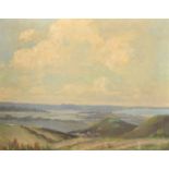 Charles Frederick Dening (1876-1953) British, 'Poole from Studland', oil on canvas, signed, 16" x