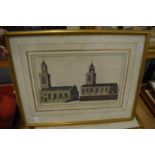 A set of four framed and glazed colour engravings depictings architectural scenes.