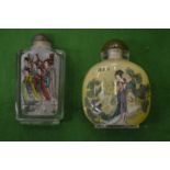 Two modern Chinese reverse painted glass snuff bottles.