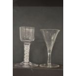 A 19th century cordial glass with air twist stem and another glass.