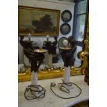 A pair of Art Deco style lamp bases.
