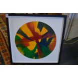 In the manner of Damien Hirst, a spin picture, framed, unglazed.