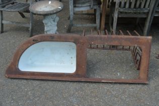 An unusual cast iron and enamel hay manger and water trough (damaged).