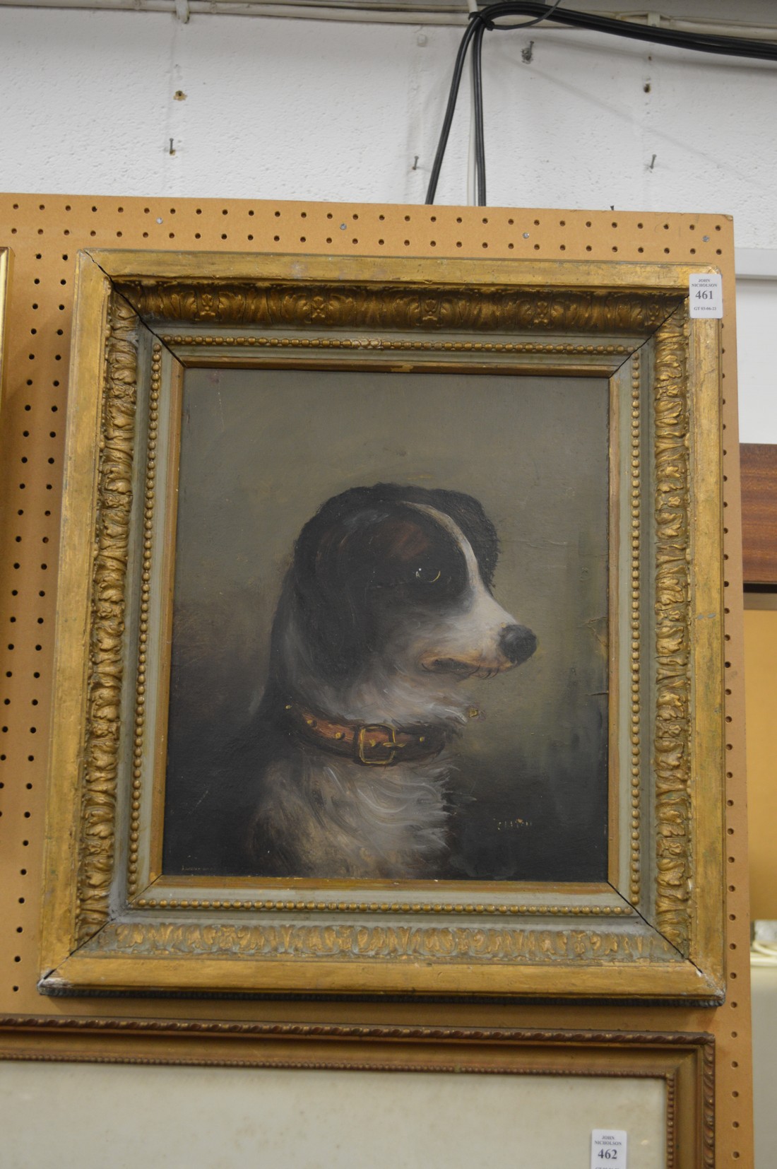 A 19th century English School study of a dog with a mournful expression, oil on canvas in a