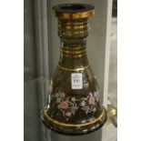 An enamel decorated glass vase or hukka base.