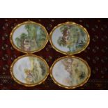 Pat Langton, a set of four gilt framed oval oil paintings on board depicting rural scenes.