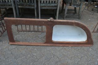 An unusual cast iron and enamel combination hay manger and water trough.