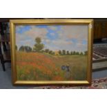 After Monet, lady and child in a poppy field, oil on canvas.