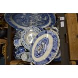 Quantity of blue and white china.