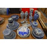 A large quantity of 19th century and later Chinese and Japanese blue and white porcelain to