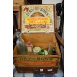 An old pine medicine chest complete with original labels and other items.