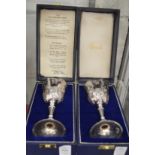 A pair of cased Harrods silver 'Mayflower' goblets.