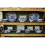 A quantity of blue and white china.