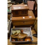 Wooden boxes and miscellaneous collectables.