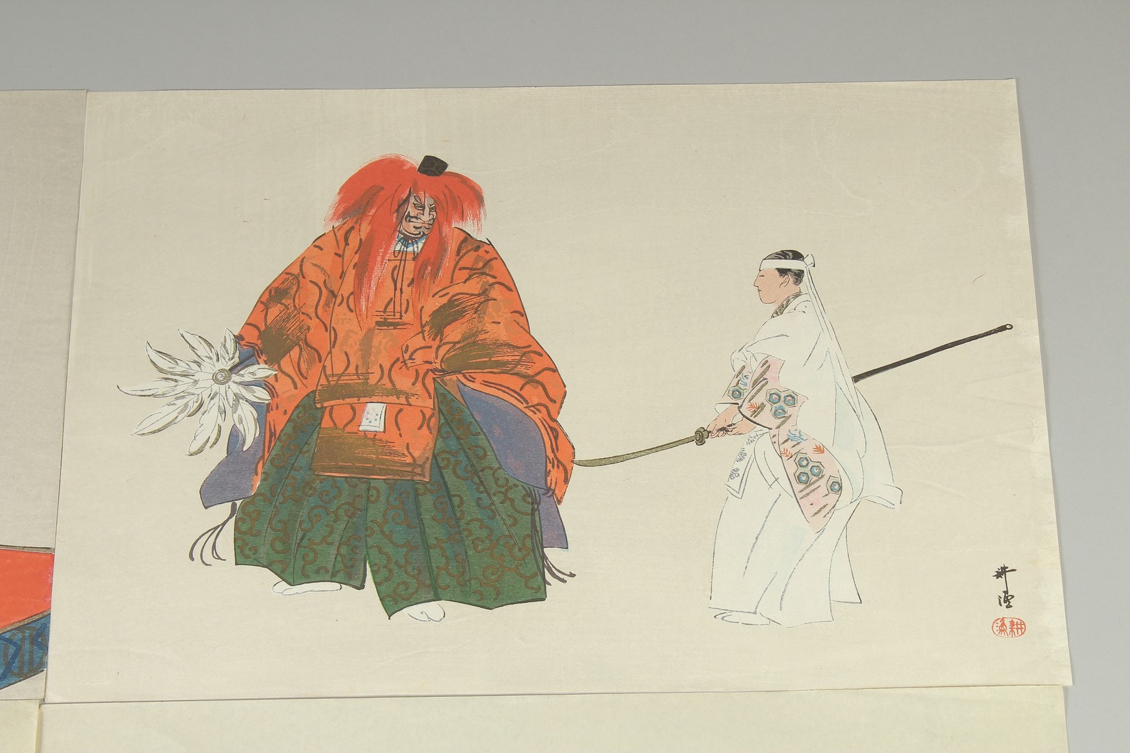 KOGYO TSUKIOKA (1869-1927): NOH THEATRE PLAYS, two mid-19th century original Japanese woodblock - Image 3 of 5