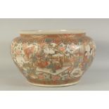 A LARGE JAPANESE SATSUMA JARDINIERE, painted with panels of figures and landscapes with fine gilt