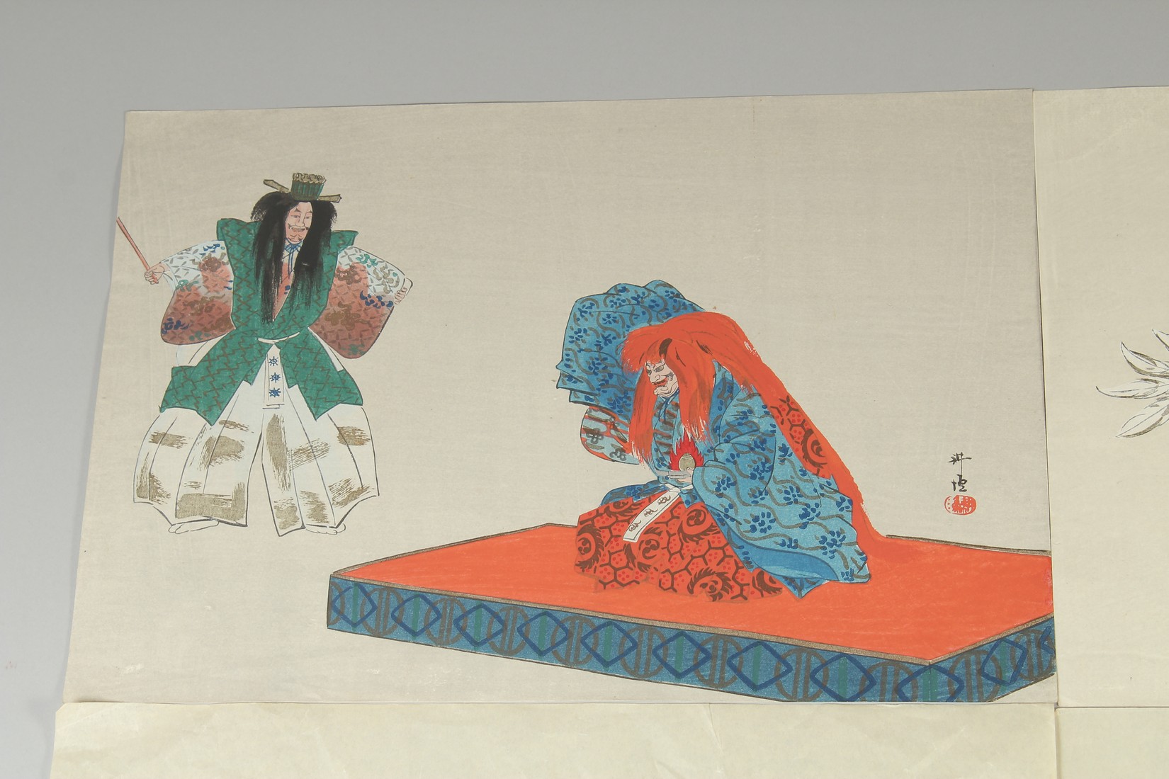 KOGYO TSUKIOKA (1869-1927): NOH THEATRE PLAYS, two mid-19th century original Japanese woodblock - Image 2 of 5