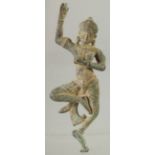 A VERY FINE THAI OR CAMBODIAN BRONZE FIGURE OF A DANCER, 9.5cm long.