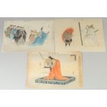 KOGYO TSUKIOKA (1869-1927): NOH THEATRE PLAYS; three late 19th century original Japanese woodblock