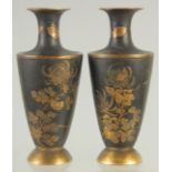 A SMALL PAIR OF JAPANESE KOMAI-TYPE VASES, with birds and flora, 9cm high.