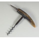 A HORN MOUNTED CORKSCREW.