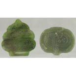 AN ISLAMIC OTTOMAN CARVED JADE TUGHRA, together with another calligraphic jade, (2).