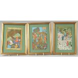 THREE TIMURID STYLE MINIATURE PRINTS, (3).