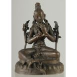 AN 18TH-19TH CENTURY INDIAN OR NEPALESE BRONZE BUDDHA, 10cm high.