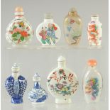 A COLLECTION OF EIGHT CHINESE SNUFF BOTTLES, various sizes, (8).