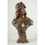 A. NELSON. A GOOD BRONZE BUST OF GARDEUSE J'OUS. Signed, H. Luppers & Co. Editeurs. 19ins high.