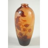D. ARGENTAL A GOOD CARVED GLASS with berries in relief Signed. 8ins high.