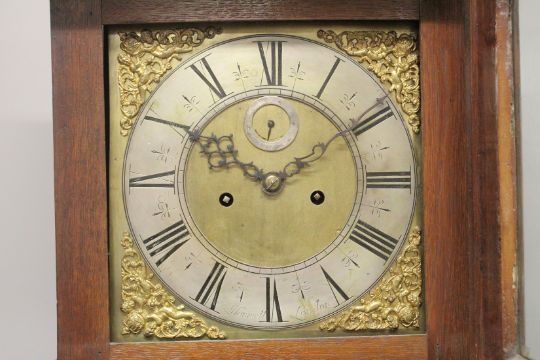 AN 18TH CENTURY OAK LONGCASE CLOCK with eight day movement, square brass dial, the silvered - Image 3 of 3
