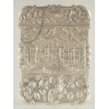 A VICTORIAN SILVER CALLING CARD CASE by NATHANIEL MILLS with a view of Windsor Castle. Birmingham