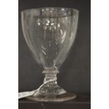 A PLAIN HEAVY 18TH CENTURY GLASS RUMMER and a heavy 18th century glass rummer with tapering bowl (