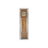 AN 18TH CENTURY OAK LONGCASE CLOCK with eight day movement, square brass dial, the silvered