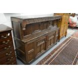 A GOOD LARGE 18TH CENTURY OAK COURT CUPBOARD. 4ft 3ins high, 6ft long.