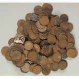 A BAG OF TWO HUNDRED AND THIRTY SIX COPPER PENNIES.